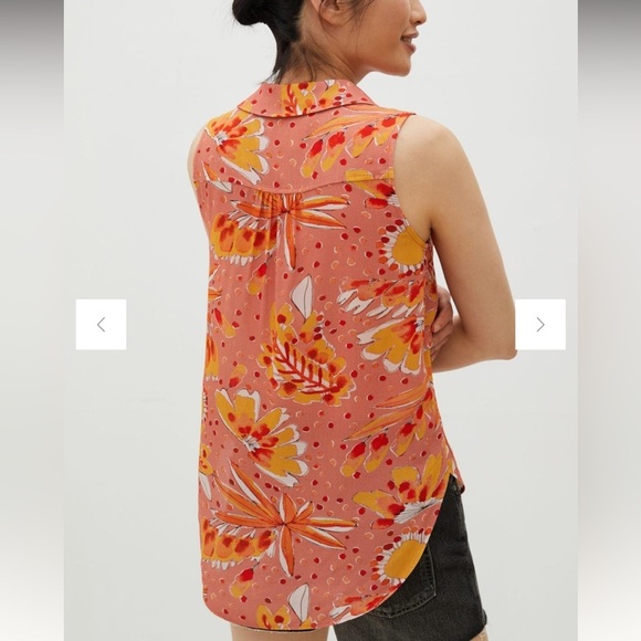✨Vera X Anthropologie Floral Orange Blouse✨ - Picture 2 of 9